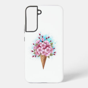 Pink Sakura Ice Cream Waffle Cone Samsung Galaxy S22+ Case