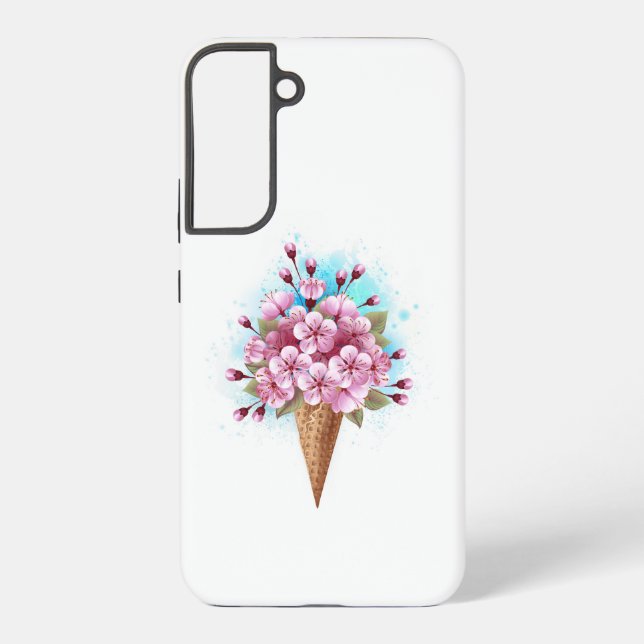 Pink Sakura Ice Cream Waffle Cone Samsung Galaxy Case (Back)
