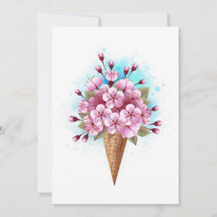 Pink Sakura Ice Cream Waffle Cone Save The Date