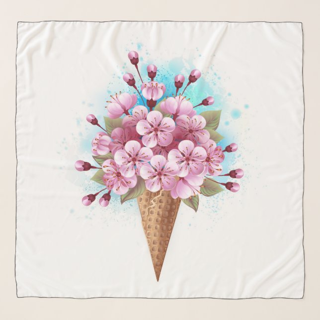 Pink Sakura Ice Cream Waffle Cone Scarf (Front)