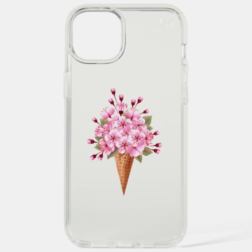 Pink Sakura Ice Cream Waffle Cone iPhone 15 Plus Case