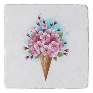 Pink Sakura Ice Cream Waffle Cone Trivet