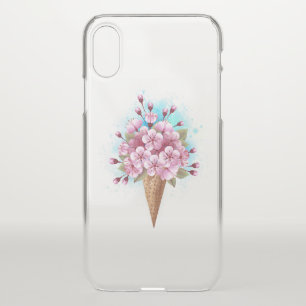 Pink Sakura Ice Cream Waffle Cone iPhone XS Case