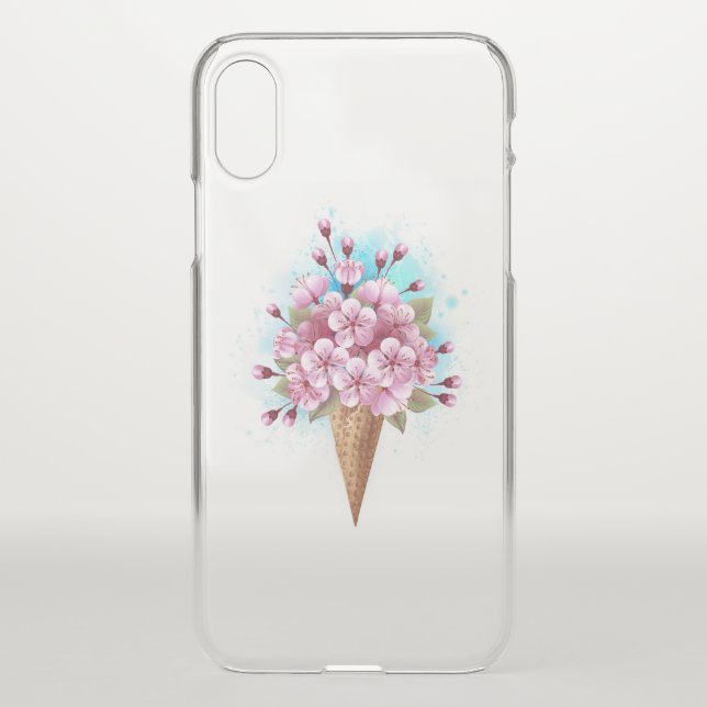 Pink Sakura Ice Cream Waffle Cone Uncommon iPhone Case (Back)