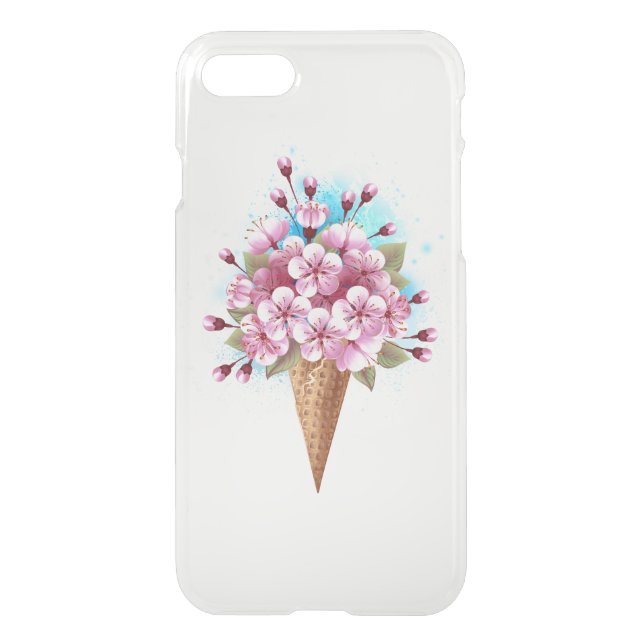 Pink Sakura Ice Cream Waffle Cone Uncommon iPhone Case (Back)
