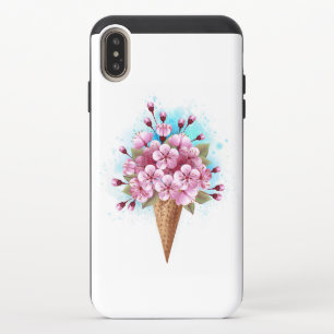 Pink Sakura Ice Cream Waffle Cone iPhone XS Max Slider Case