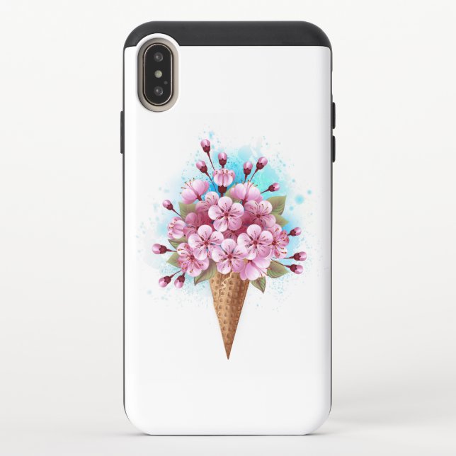 Pink Sakura Ice Cream Waffle Cone Uncommon iPhone Case (Back)