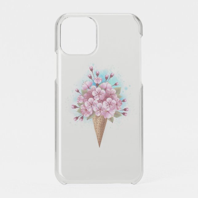 Pink Sakura Ice Cream Waffle Cone Uncommon iPhone Case (Back)