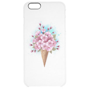 Pink Sakura Ice Cream Waffle Cone Clear iPhone 6 Plus Case