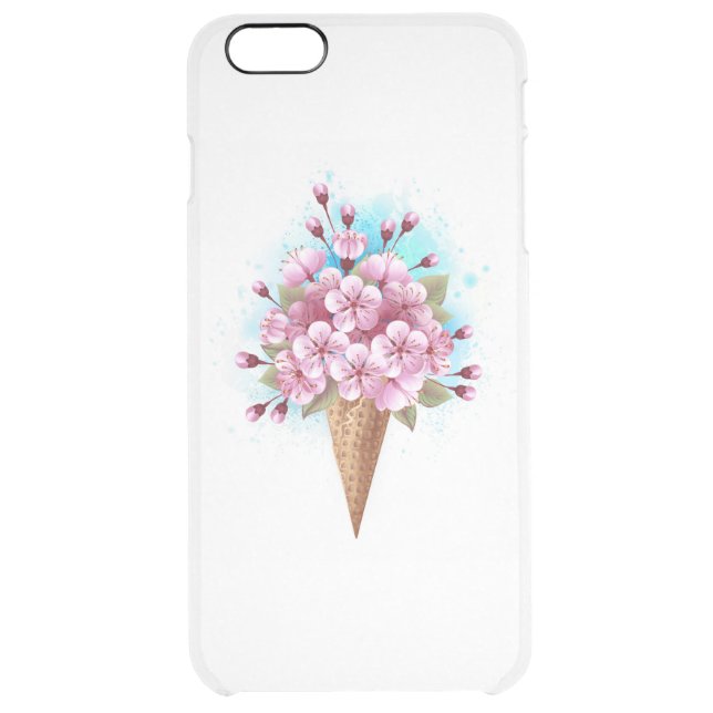 Pink Sakura Ice Cream Waffle Cone Uncommon iPhone Case (Back)