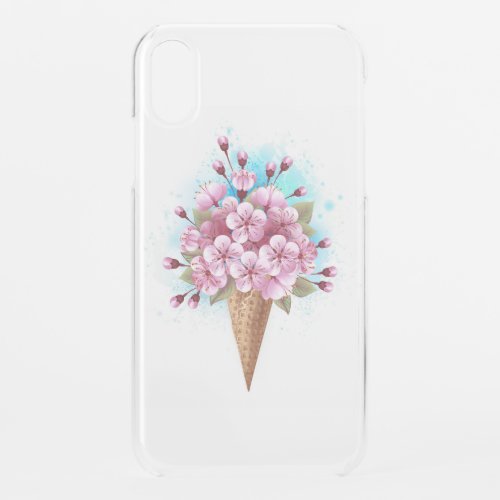 Pink Sakura Ice Cream Waffle Cone iPhone XR Case