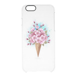 Pink Sakura Ice Cream Waffle Cone Clear iPhone 6/6S Case