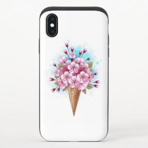 Pink Sakura Ice Cream Waffle Cone iPhone X Slider Case