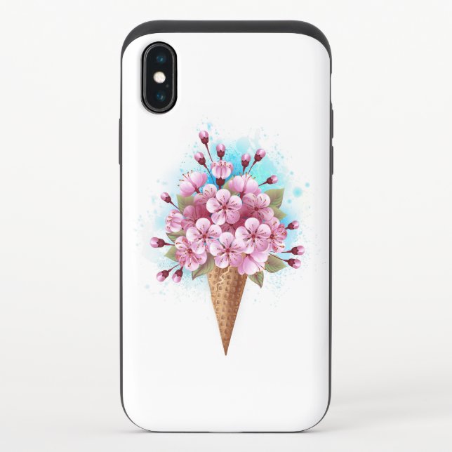 Pink Sakura Ice Cream Waffle Cone Uncommon iPhone Case (Back)