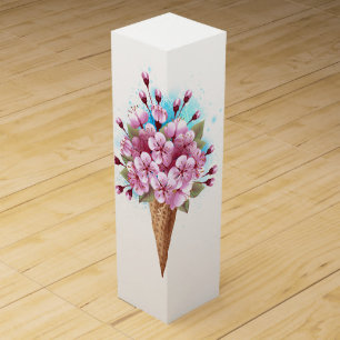 Pink Sakura Ice Cream Waffle Cone Wine Box
