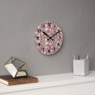 Pink Sakura Japanese Cherry Blossoms Round Clock