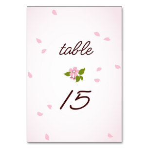 Pink Sakura Japanese Cherry Blossoms Wedding Table Number