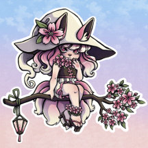 Pink Sakura Nine Tailed Fox Witch