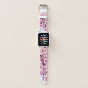 Pink Sakura on Painting Background Apple Watch Band