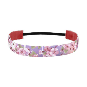 Pink Sakura on Painting Background Athletic Headband