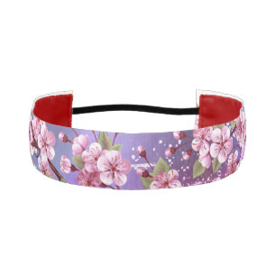 Pink Sakura on Painting Background Athletic Headband