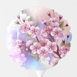Pink Sakura on Painting Background Balloon