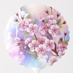 Pink Sakura on Painting Background Balloon