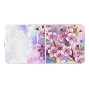 Pink Sakura on Painting Background Beer Pong Table