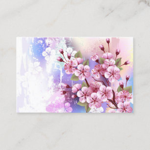 Pink Sakura on Painting Background Business Card