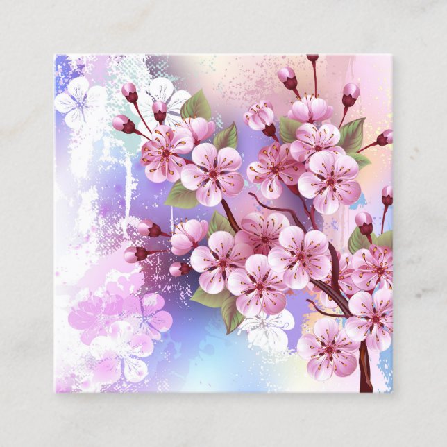 Pink Sakura on Painting Background Calling Card (Front)