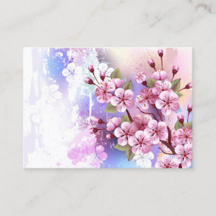 Pink Sakura on Painting Background Calling Card