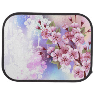Pink Sakura on Painting Background Car Floor Mat