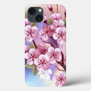 Pink Sakura on Painting Background iPhone 13 Case