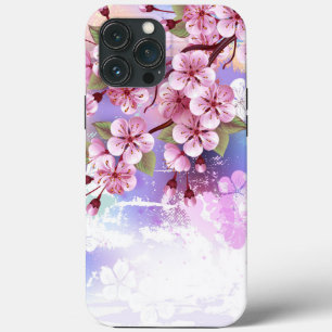Pink Sakura on Painting Background iPhone 13 Pro Max Case