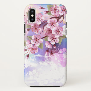 Pink Sakura on Painting Background iPhone XS Case