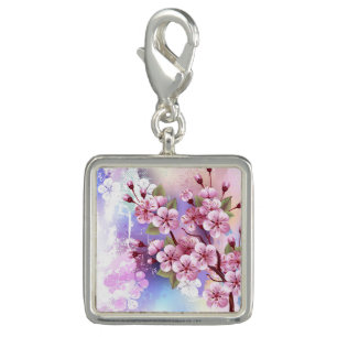 Pink Sakura on Painting Background Charm