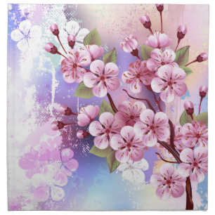 Pink Sakura on Painting Background Cloth Napkin