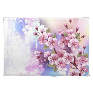 Pink Sakura on Painting Background Cloth Placemat