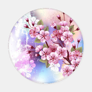 Pink Sakura on Painting Background Coaster Set