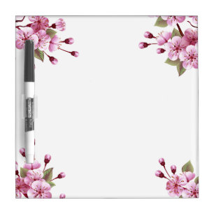 Pink Sakura on Painting Background Dry Erase Board