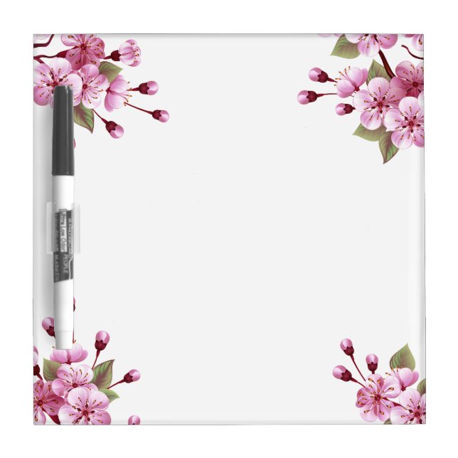 Pink Sakura on Painting Background Dry Erase Board (Front)