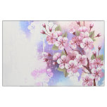 Pink Sakura on Painting Background Fabric