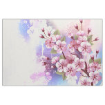 Pink Sakura on Painting Background Fabric