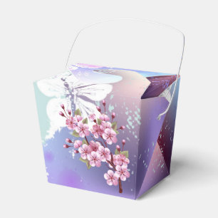 Pink Sakura on Painting Background Favor Boxes