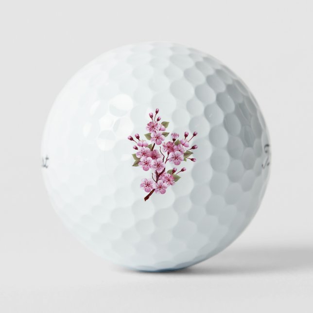 Pink Sakura on Painting Background Golf Balls (Front)