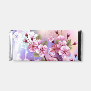 Pink Sakura on Painting Background Hershey Bar Favors
