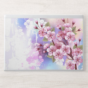 Pink Sakura on Painting Background HP Laptop Skin