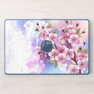 Pink Sakura on Painting Background HP Laptop Skin