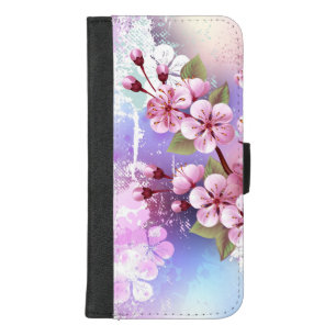 Pink Sakura on Painting Background iPhone 8/7 Plus Wallet Case