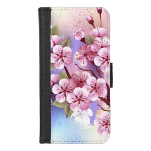 Pink Sakura on Painting Background iPhone 8/7 Wallet Case